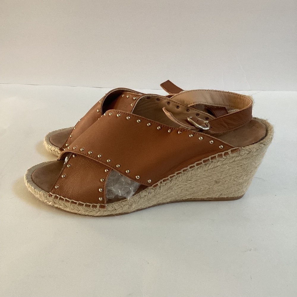 MAYPOL Studded Leather Wedge Espadrille Sandals Sz 42 Adjustable buckle Spain